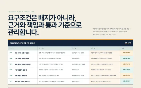 산업 요구조건 검토 원장 블록 화면