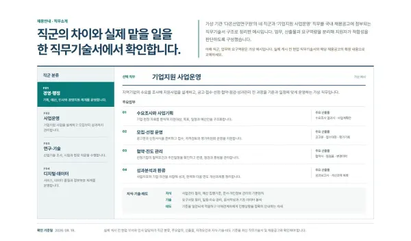 직군·직무기술서 블록 화면