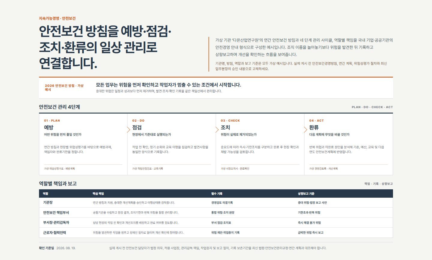 안전보건 경영체계 블록 화면