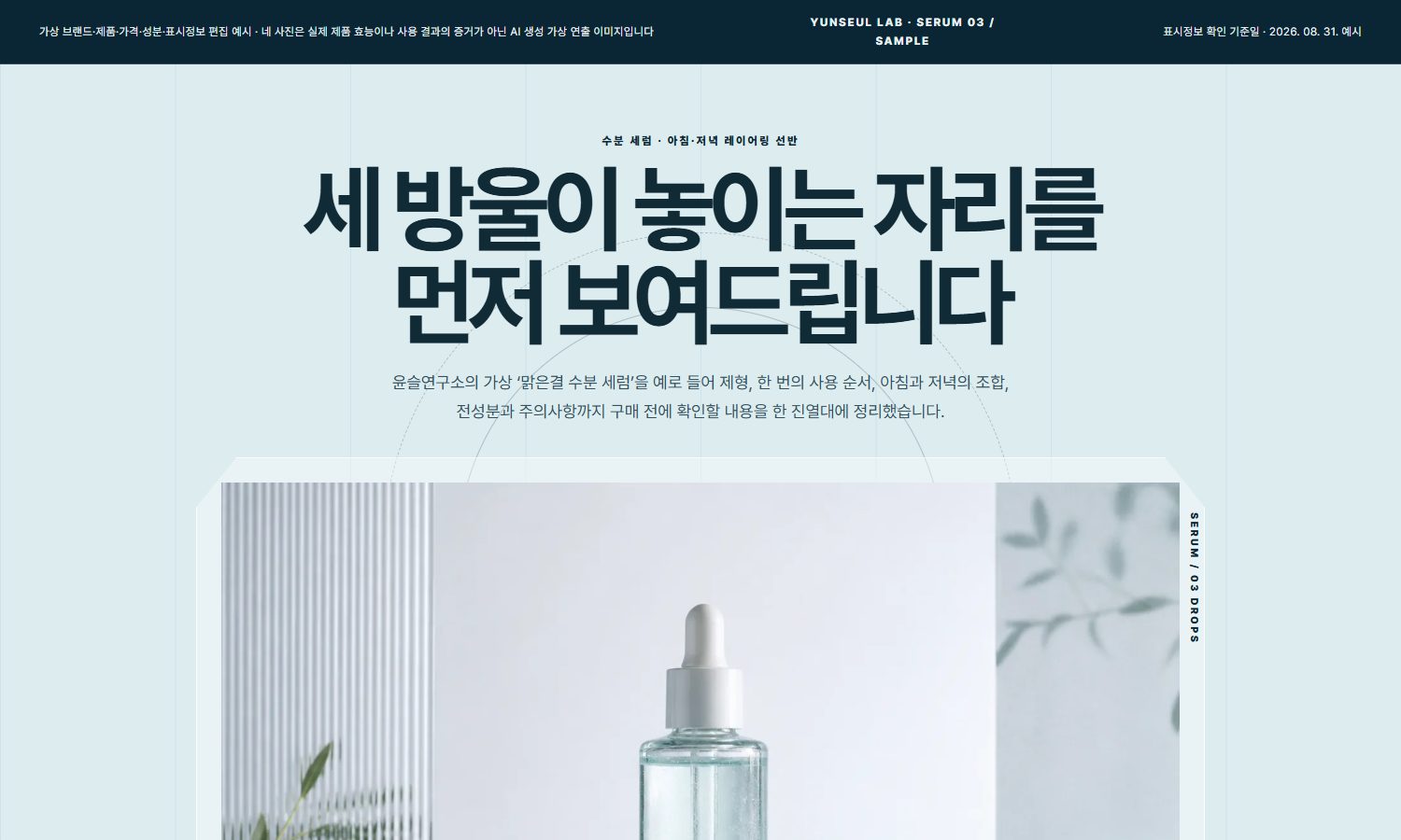 수분 세럼 · 아침·저녁 레이어링 선반 블록 화면