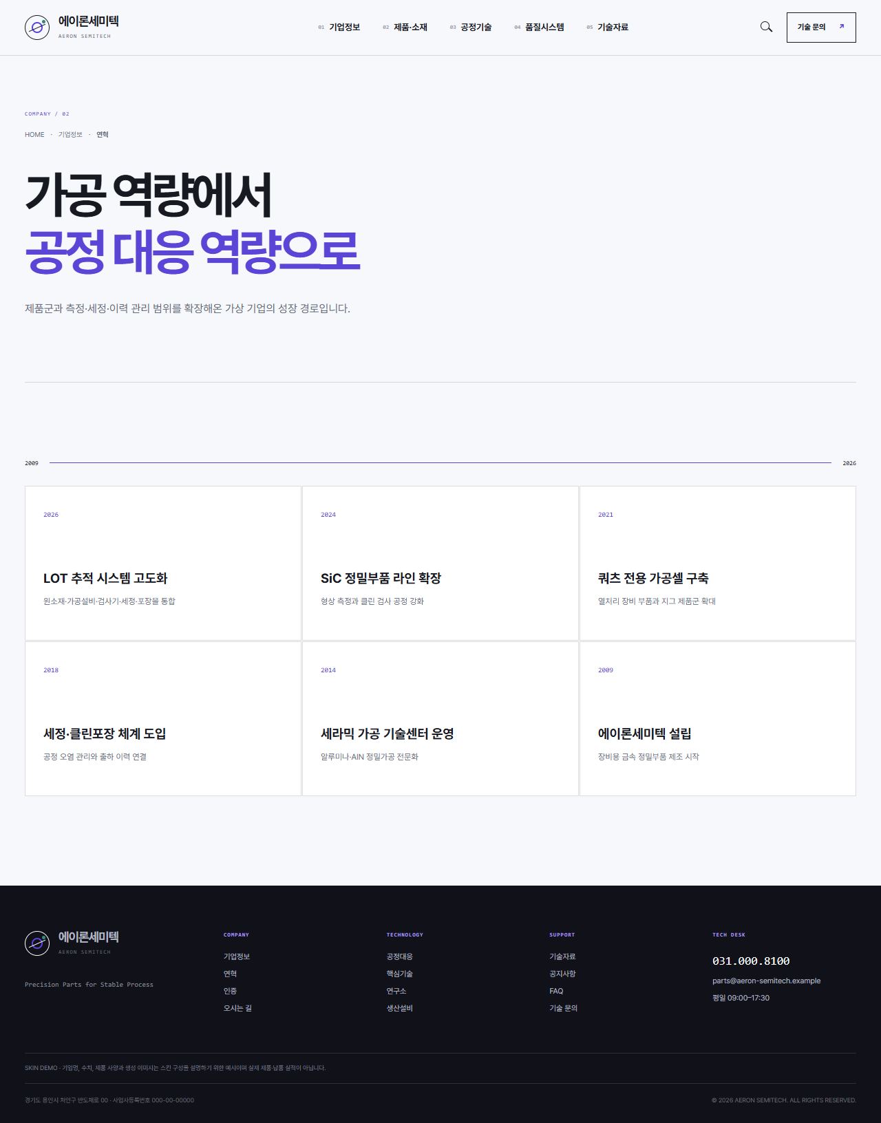 에이론세미텍 — 반도체 정밀부품 기업 — 연혁