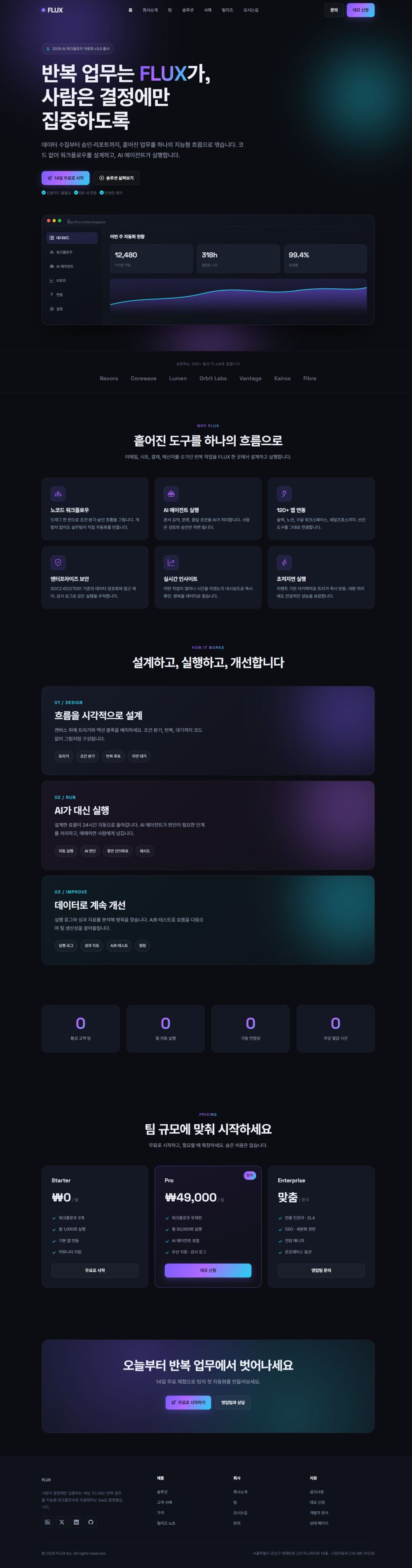 FLUX SaaS 랜딩