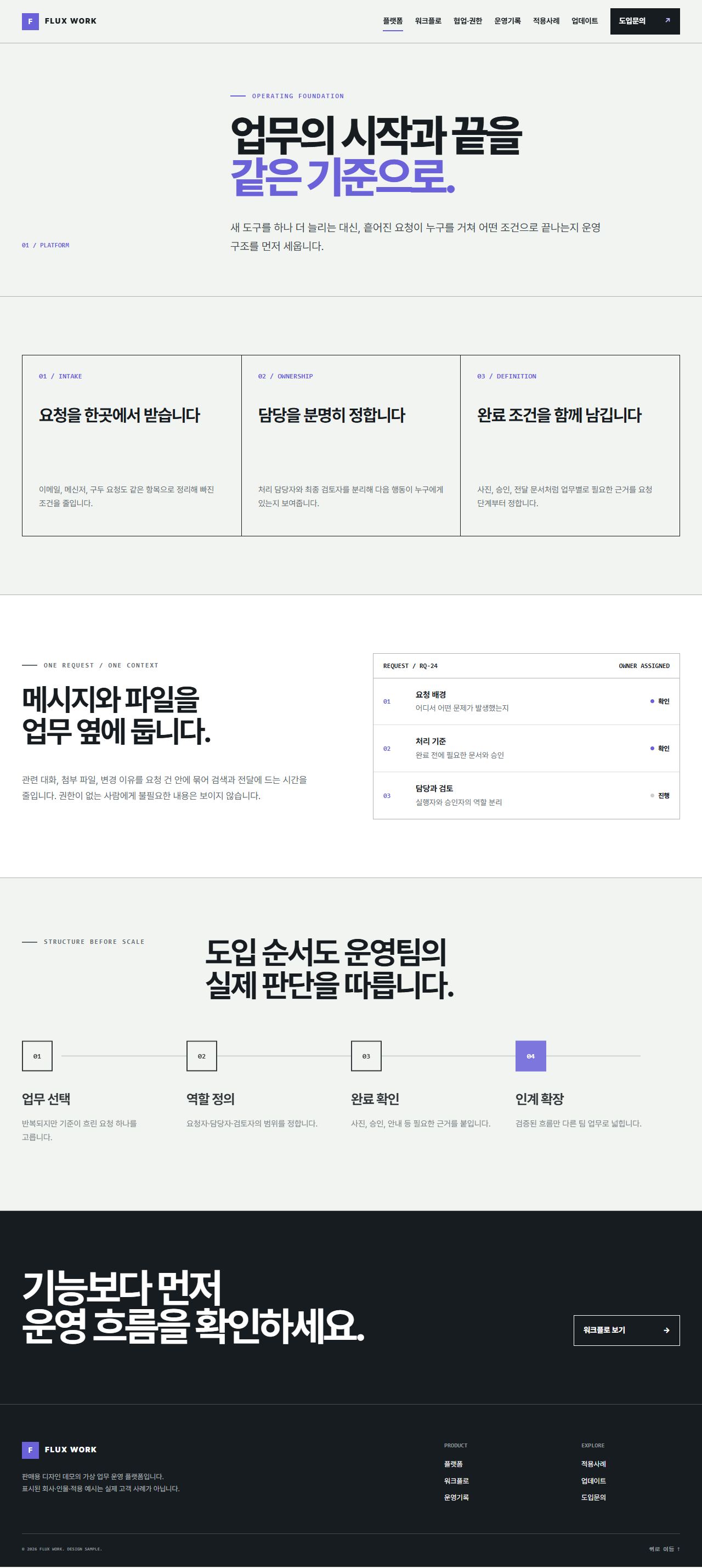 FLUX WORK — 업무 인계·운영 플랫폼 — 플랫폼