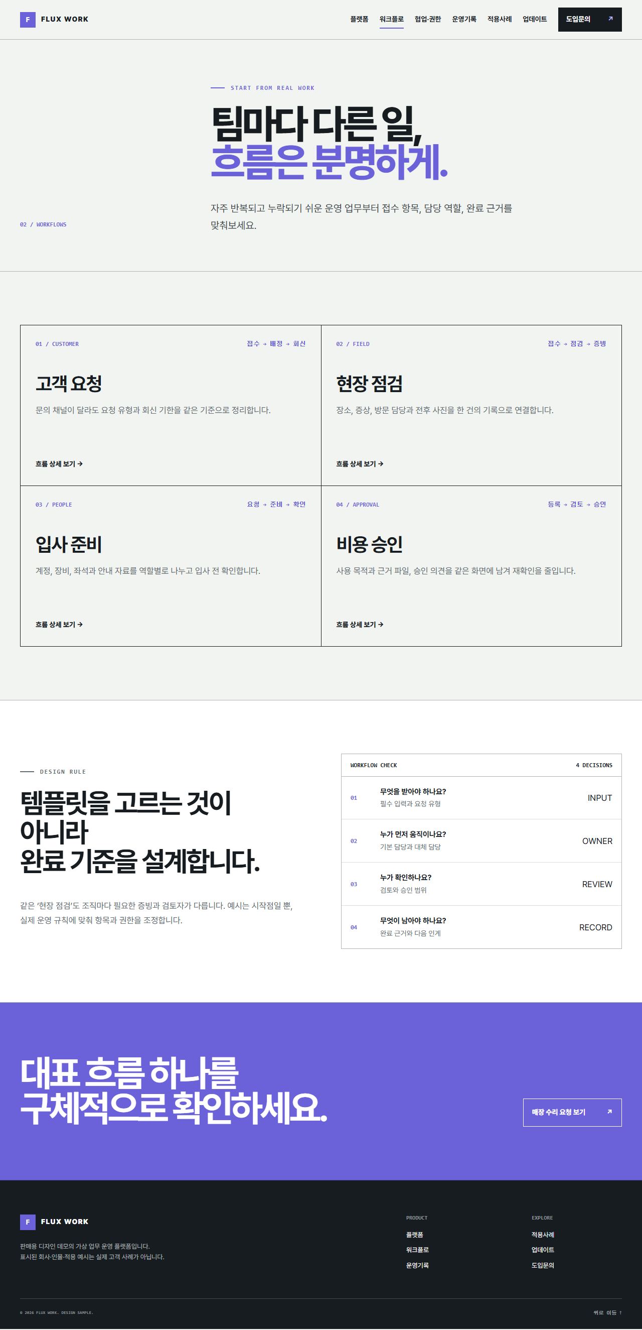 FLUX WORK — 업무 인계·운영 플랫폼 — 워크플로