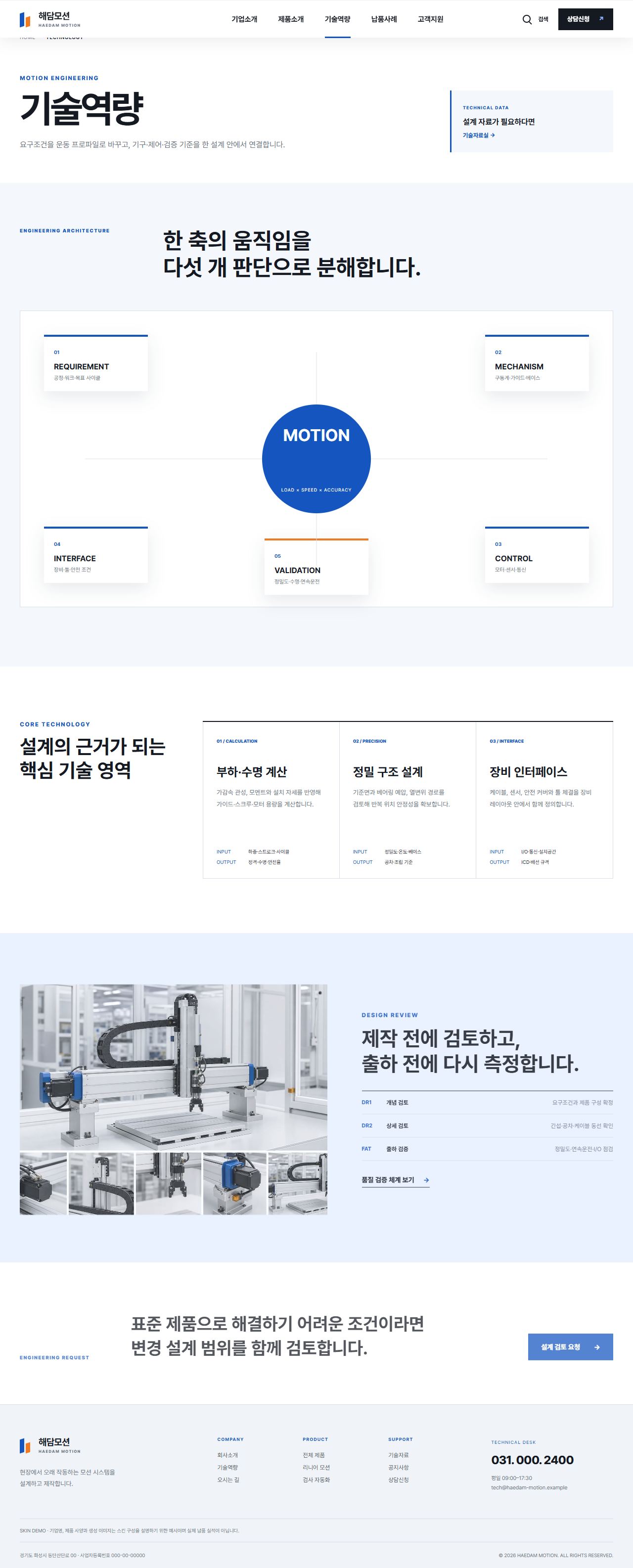 해담모션 — 정밀 자동화 부품 제조기업 — 기술역량