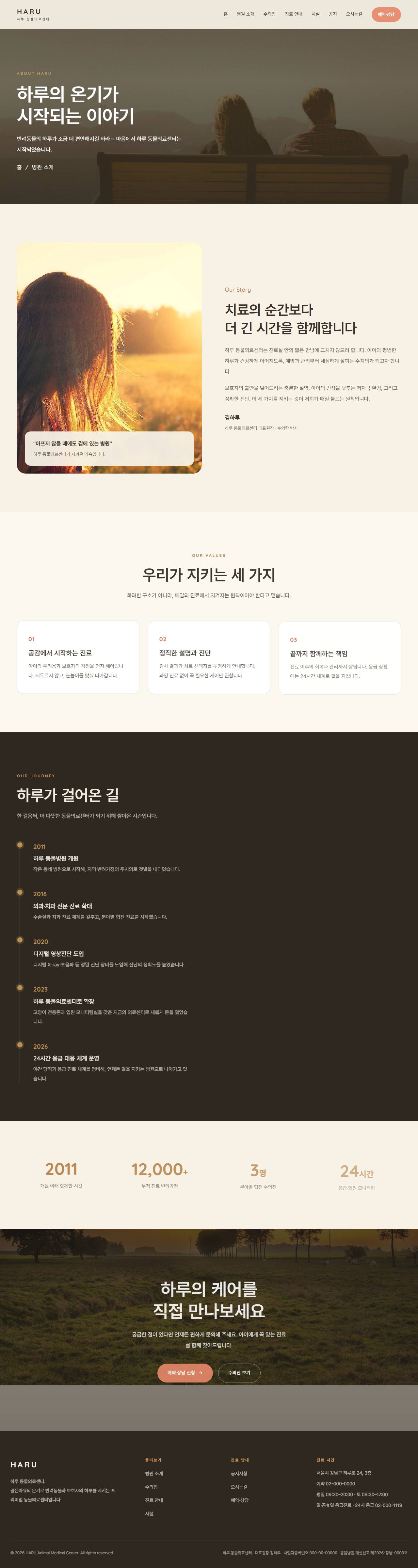 하루 — 동물의료센터/동물병원 (웜 골든아워 케어) — 병원 소개
