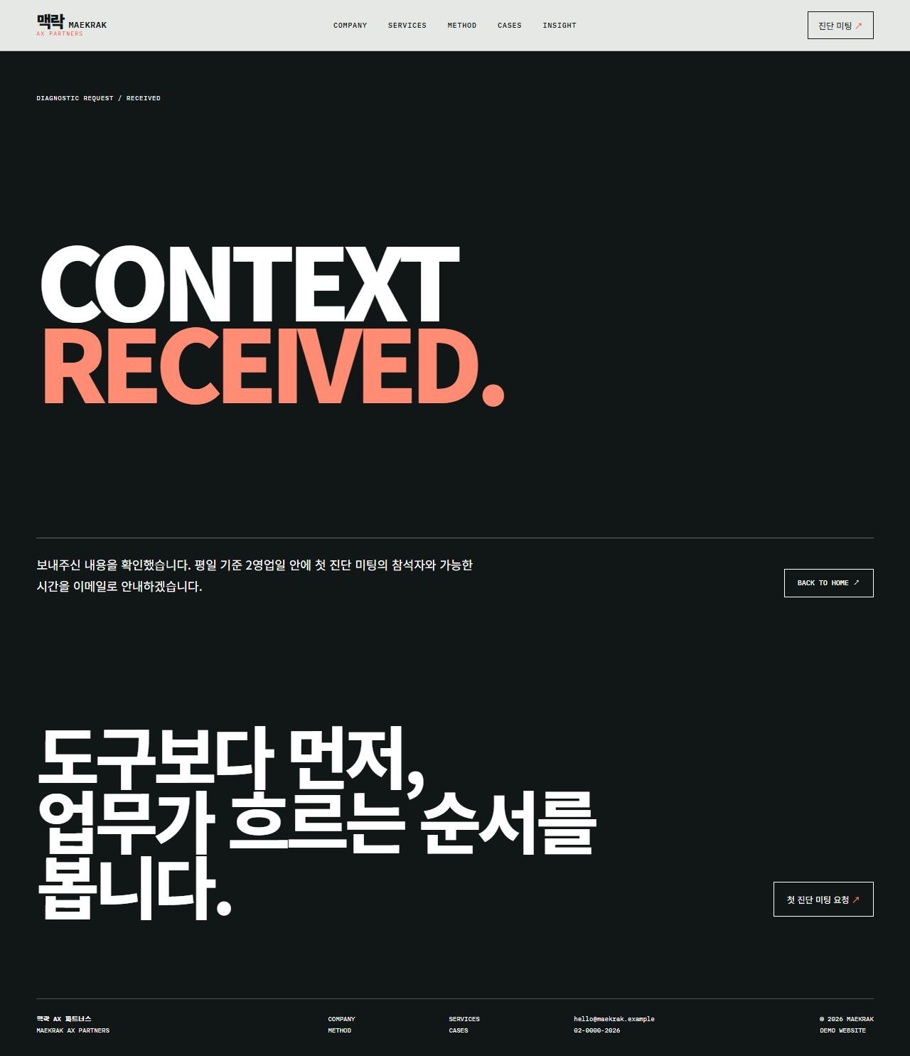 맥락 AX 파트너스 — 업무 전환 컨설팅 — 문의 완료