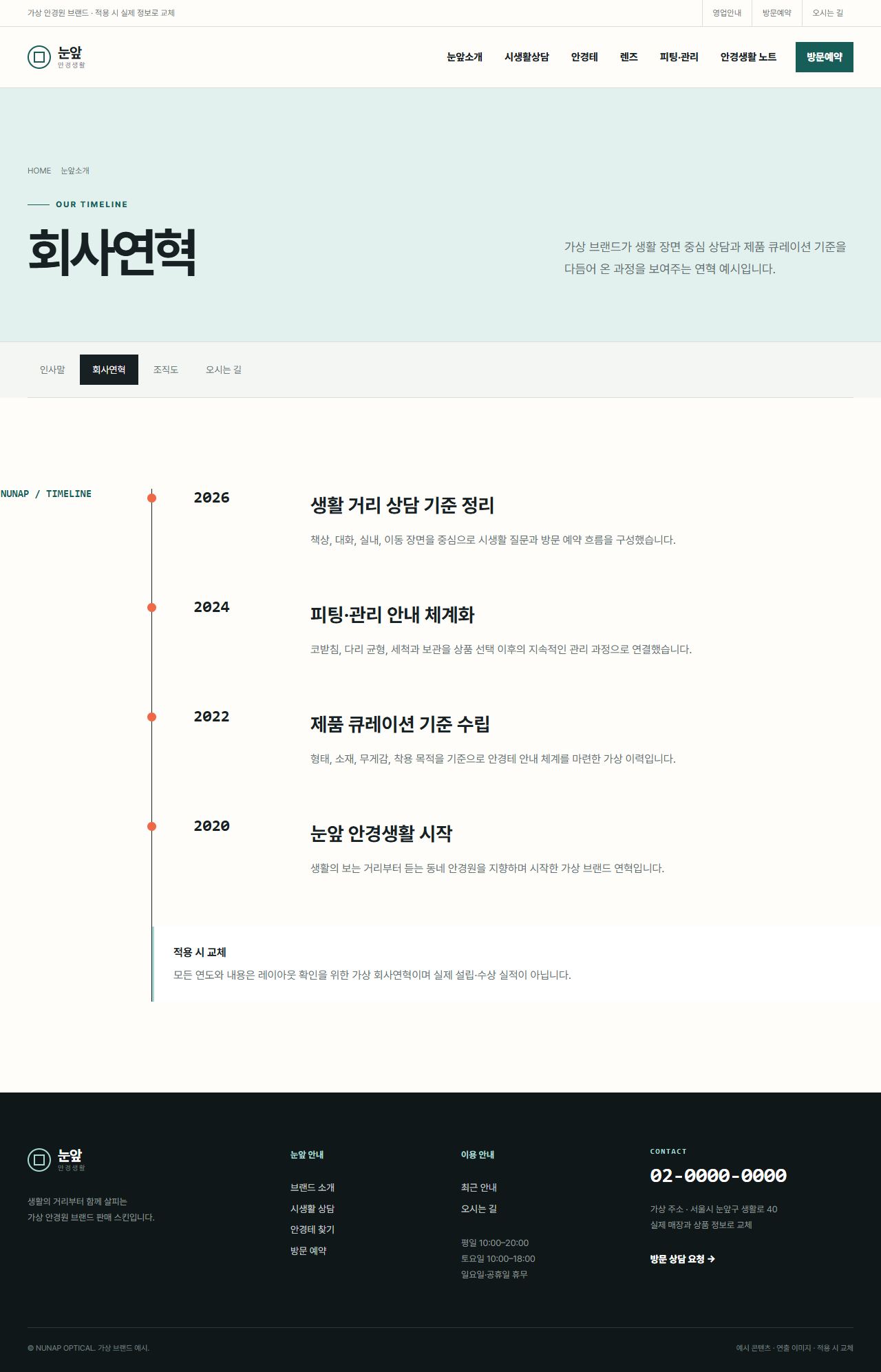 눈앞 안경생활 — 회사연혁