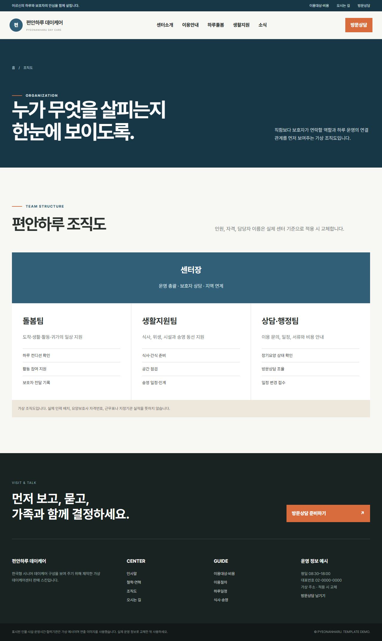 편안하루 데이케어 — 조직도