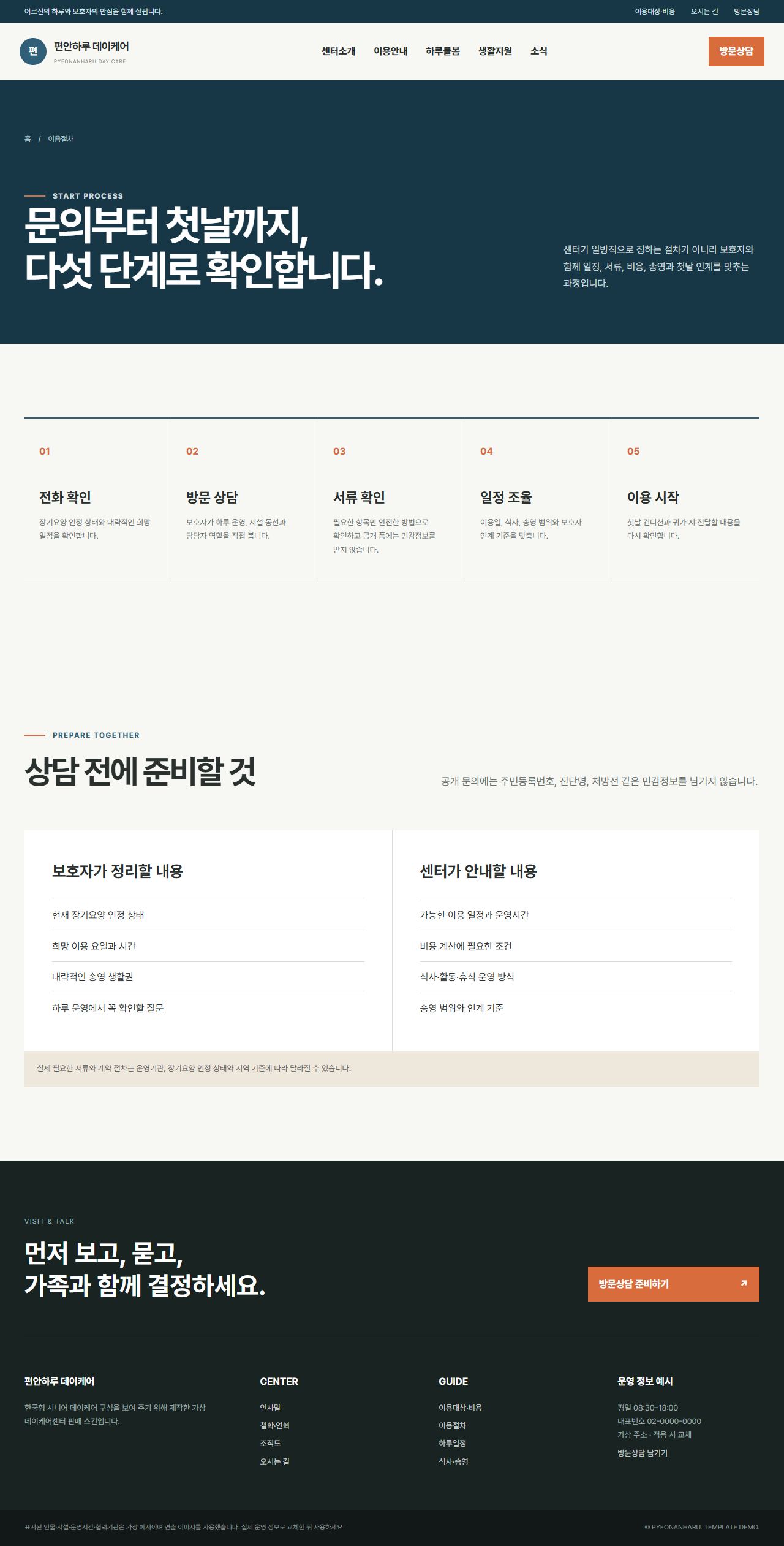 편안하루 데이케어 — 이용절차